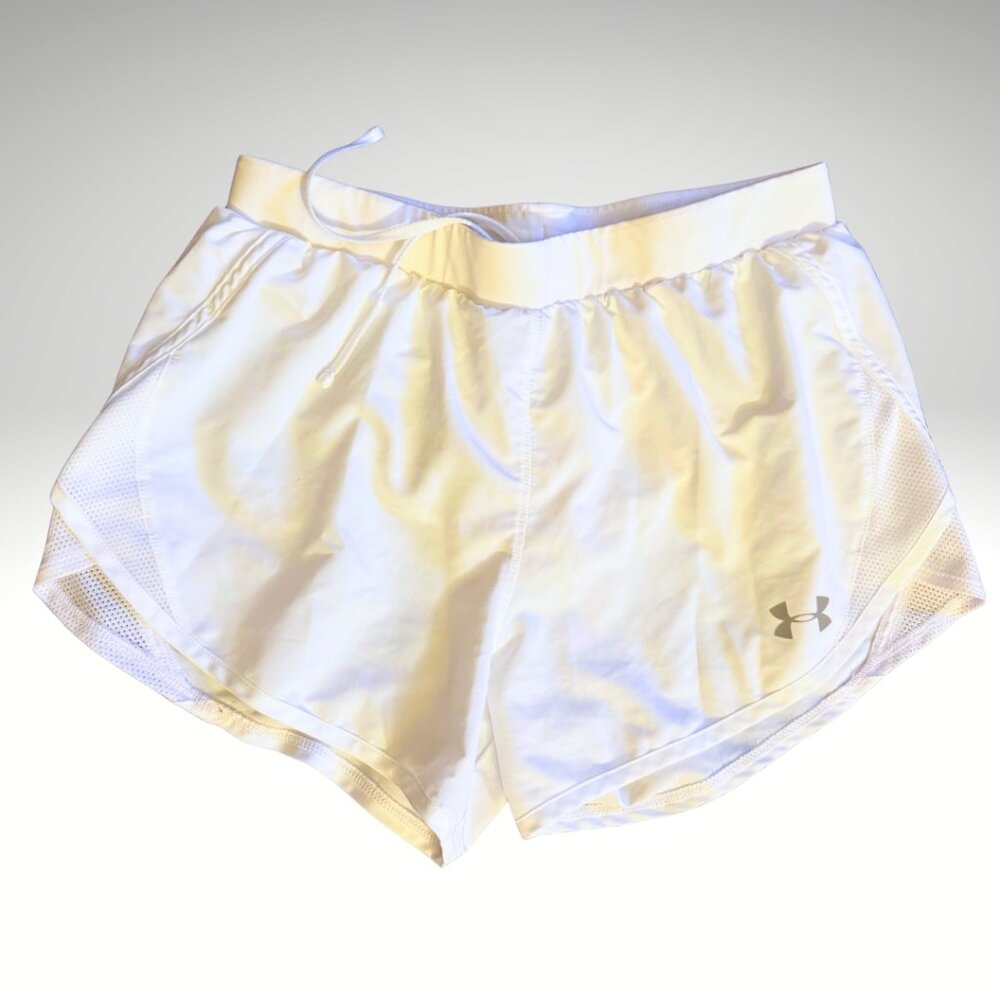 Under Armour White Running Shorts – Built-In Liner, Mesh Sides - Size XS